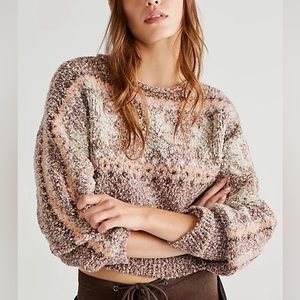 Free People Snowflake Cropped Pullover Sweater